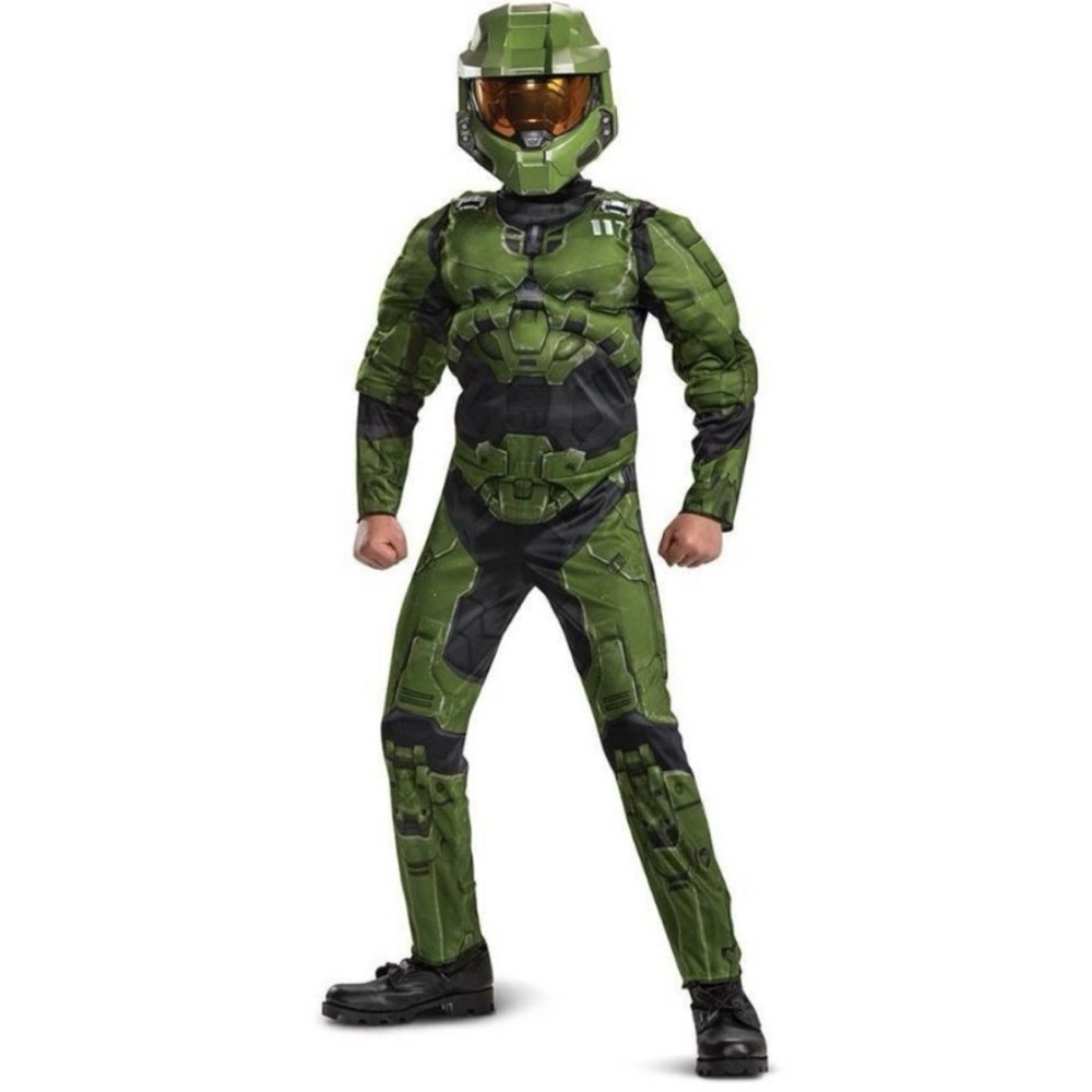 NWT Boys’ HALO Infinite Master Chief‎ Muscle Padded Costume & Mask- Size 7/8